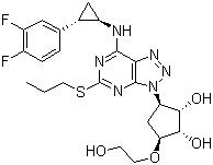 CAS # 274693-27-5, Ticagrelor, AR-C 126532XX, AZD 6140, (1S,2S,3R,5S)-3-[7-[[(1R,2S)-2-(3,4-Difluorophenyl)cyclopropyl]amino]-5-(propylthio)-3H-1,2,3-triazolo[4,5-d]pyrimidin-3-yl]-5-(2-hydroxyethoxy)-1,2-cyclopentanediol