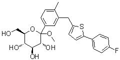 CAS 登录号：1030825-21-8, 甲基 1-C-[3-[[5-(4-氟苯基)-2-噻吩基]甲基]-4-甲基苯基]-D-吡喃葡萄糖苷