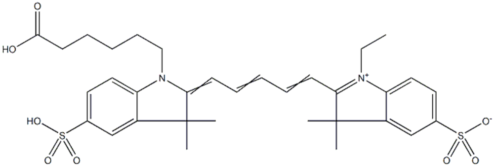 2-[5-[1-(5-羧基戊基)-1,3-二氢-3,3-二甲基-5-磺基-2H-吲哚-2-亚基]-1,3-戊二烯基]-1-乙基-3,3-二甲基-5-磺基-3H-吲哚内盐