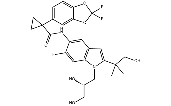 1-(2,2-二氟-1,3-苯并二氧戊环-5-基)-N-[1-[(2R)-2,3-二羟基丙基]-6-氟-2-(2-羟基-1,1-二甲基乙基)-1H-吲哚-5-基]-环丙烷甲酰胺