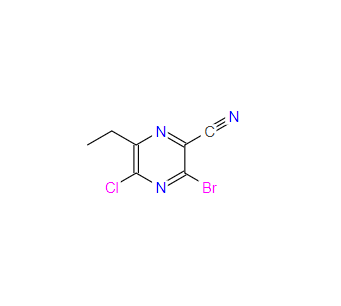 3-溴-5-氯-6-乙基吡嗪-2-甲腈