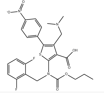 2-((2,6-二氟苄基)(乙丙氧基羰基)氨基)-4- ((二甲基氨基)甲基)-5-(4-硝基苯基)噻吩-3-羧酸"