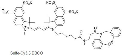 sulfo-Cy3.5-DBCO，磺酸基-花青素Cy3.5二苯并环辛炔,水溶性-CY3.5-DBCO