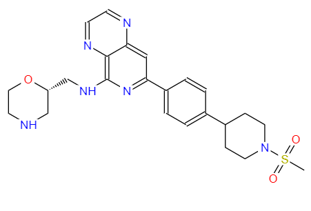 (S)-7-(4-(1-(methylsulfonyl)piperidin-4-yl)phenyl)-N-(morpholin-2-ylmethyl)pyrido[3,4-b]pyrazin-5-amine
