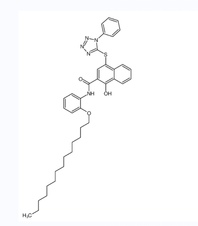 1-羟基-4-[(1-苯基-1氢-四唑-5-炔)硫]-N-[2-(十四烷氧)苯基]-2-萘甲酰胺	