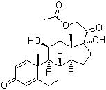 CAS 登录号：52-21-1, 醋酸泼尼松龙, 11b,17a,21-三羟基孕甾-1,4-二烯-3,20-二酮-21-醋酸酯
