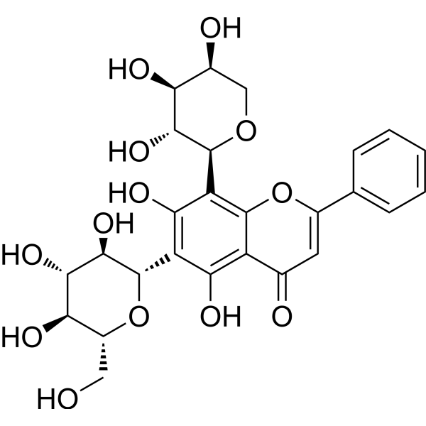 白杨素-6-C-葡萄糖-8-C-阿拉伯糖苷，185145-34-0，厂家直采。