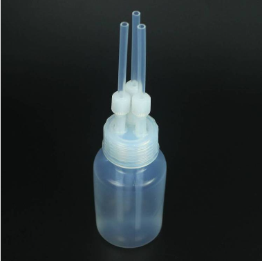 塑料PFA洗气瓶带3个接头定制进口四氟300ml气体接受瓶特氟龙大口