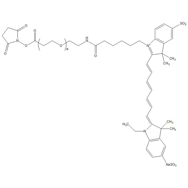 Sulfo-Cy7-PEG-NHS，磺酸基-氰基Cy7-聚乙二醇-琥珀酰亚胺酯