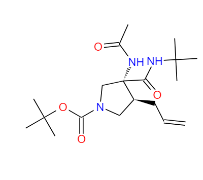 (3R,4S)-3-( N-叔丁氨基甲酰基)-3-乙酰氨基-4-烯丙基四氢吡咯-1-羧酸叔丁酯 1374334-12-9