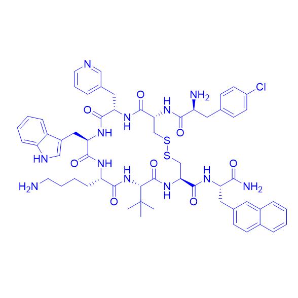 H-p-Chloro-Phe-D-Cys-β-(3-pyridyl)-Ala-D-Trp-Lys-tBu-Gly-Cys-2-Nal-NH2 209006-18-8.png