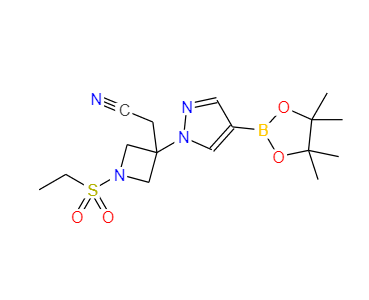 1-(乙基磺酰基)-3- [4-(4,4,5,5-四甲基-1,3,2-二氧硼杂环戊烷-2-基)-1H-吡唑-1-基] -3-氮杂环丁烷乙腈 1919837-50-5