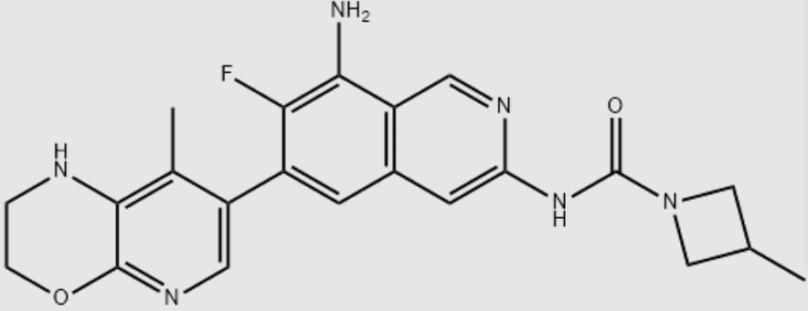 1-Azetidinecarboxamide, N-[8-amino-6-(2,3-dihydro-8-methyl-1H-pyrido[2,3-b][1,4]oxazin-7-yl)-7-fluoro-3-isoquinolinyl]-3-methyl- 2415380-07-1