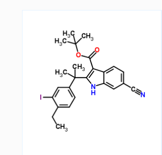 叔-丁基6-氰基-2-(2-(4-乙基-3-碘苯基)丙-2-基)-1H-吲哚-3-羧酸酯 1256584-75-4