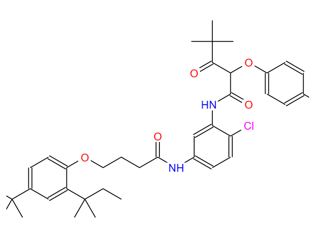 53918-53-9；2-[(4-羧基-苯氧基)-4,4-二甲基-3-氧代戊酸-[2-氯-5-[4-(2,4-二-第三-戊基-苯氧基)-丁胺]]-苯胺