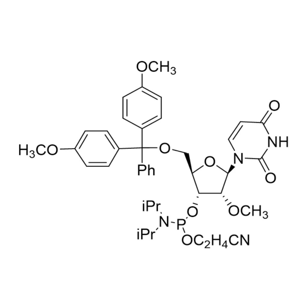 5'-O-(4,4-二甲氧基三苯甲基)-2'-O-甲基尿苷-3'-(2-氰基乙基-N,N-二异丙基)亚磷酰胺 6级
