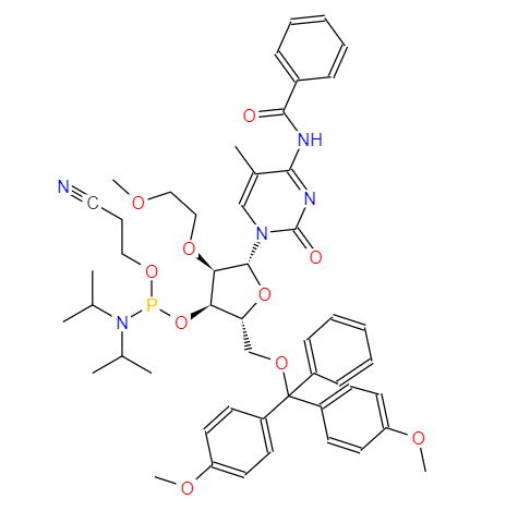 N-苯甲酰基-5'-O-[二(4-甲氧基苯基)苯基甲基]-2'-O-(2-甲氧基乙基)-5-甲基胞苷 3'-[2-氰基乙基 N,N-二异丙基氨基亚磷酸酯]