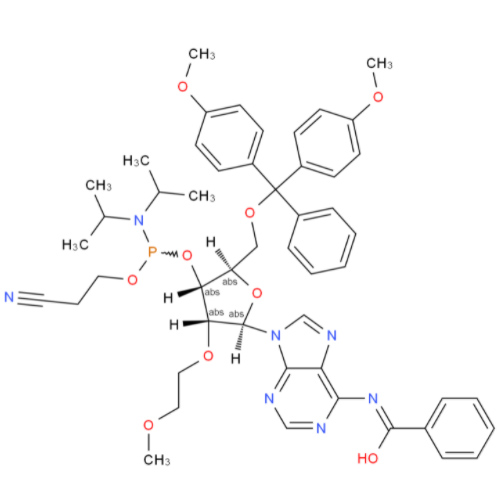 N-苯甲酰基-5'-O-[二(4-甲氧基苯基)苯基甲基]-2'-O-(2-甲氧基乙基)-腺苷3'-[2-氰基乙基 N,N-二异丙基氨基亚磷酸酯]