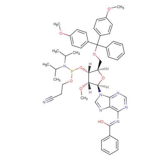 N-苯甲酰基-5'-O-(4,4-二甲氧基三苯甲基)-2'-O-甲基腺苷-3'-(2-氰基乙基-N,N-二异丙基)亚磷酰胺
