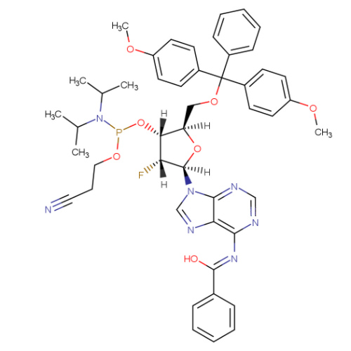 N-苯甲酰基-5'-O-[二(4-甲氧基苯基)苯基甲基]-2'-脱氧-2'-氟腺苷 3'-[2-氰基乙基 N,N-二异丙基氨基亚磷酸酯]