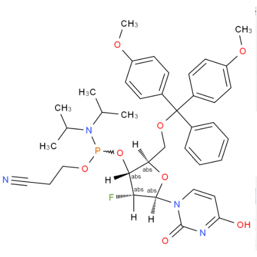 5'-O-(4,4-二甲氧基三苯甲基)-2'-脱氧-2'-氟尿苷-3'-(2-氰基乙基-N,N-二异丙基)亚磷酰胺