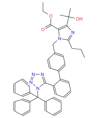 189400-21-3；4-(1-羟基-1-甲基乙基)-2-丙基-1-[[2'-[三苯甲基-1H-四唑-5-基][1,1'-联苯]-4-基]甲基]-1H-咪唑-5-甲酸乙酯