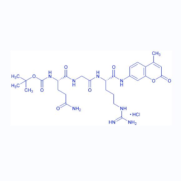 Boc-Gln-Gly-Arg-AMC·HCl 133448-21-2.png