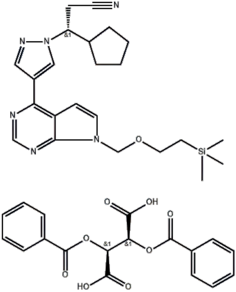 (2S,3S)-2,3-bis(benzoyloxy)butanedioic acid; (3R)-3-cyclopentyl-3-[4-(7-{[2-(trimethylsilyl)ethoxy]methyl}-7H-pyrrolo[2,3-d]pyrimidin-4-yl)-1H-pyrazol-1-yl]prop