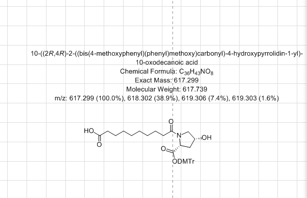 10-((2R,4R)-2-((bis(4-methoxyphenyl)(phenyl)methoxy)carbonyl)-4-hydroxypyrrolidin-1-yl)-10-oxodecanoic acid