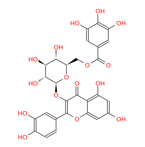 槲皮素-3-O-(6''-没食子酰基)-β-D-葡萄糖苷，56316-75-7，Quercetin-3-O-(6''-galloyl)-β-D-glucoside