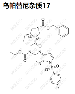 乌帕替尼杂质17   (3R,4S)-benzyl 3-(2-((ethoxycarbonyl)(5-tosyl-5H-pyrrolo[2,3-b]pyrazin-2-yl)amino)acetyl)-4-ethylpyrrolidine-1-carboxylate 