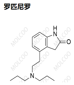 罗匹尼罗   	C16H24N2O    4-(2-(dipropylamino)ethyl)indolin-2-one 