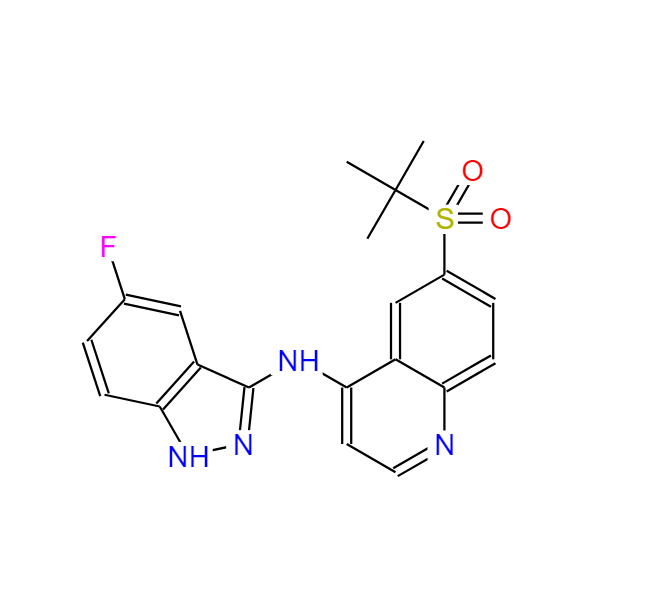 6-(叔丁基磺酰基)-N-(5-氟-1H-吲唑-3-基)喹啉-4-胺