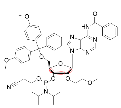 N-苯甲酰基-5'-O-[二(4-甲氧基苯基)苯基甲基]-2'-O-(2-甲氧基乙基)-腺苷3'-[2-氰基乙基 N,N-二异丙基氨基亚磷酸酯]