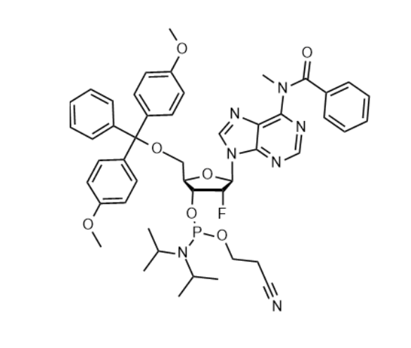 (2R,3R,4R,5R)-2-((双(4-甲氧基苯基)(苯基)甲氧基)甲基)-4-氟-5-(6-(N-甲基苯甲酰胺)-9H-嘌呤-9-基)四氢呋喃-3-基(2-氰基乙基)二异丙基亚磷酰胺