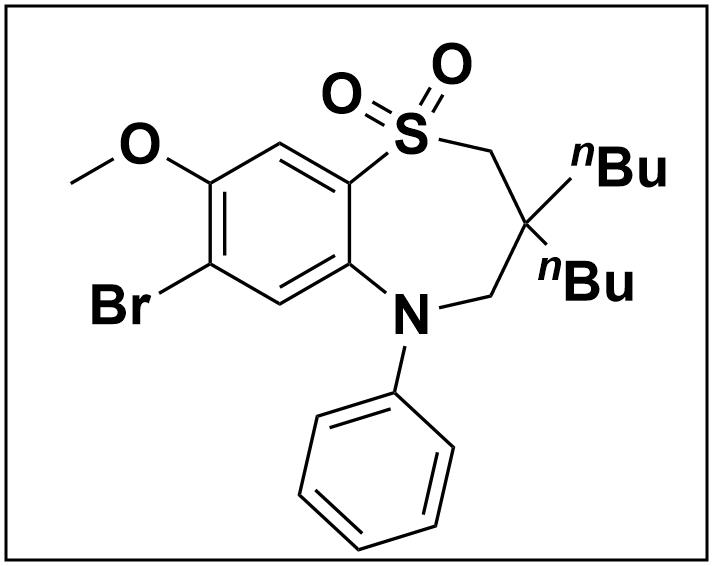 1,5-Benzothiazepine, 7-bromo-3,3-dibutyl-2,3,4,5-tetrahydro-8-methoxy-5-phenyl-, 1,1-dioxide