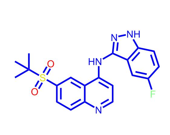 6-(叔丁基磺酰基)-N-(5-氟-1H-吲唑-3-基)喹啉-4-胺1346547-00-9