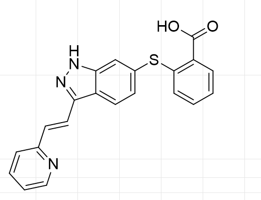 阿西替尼杂质 （E）-2-（（3-（2-（吡啶-2-基）乙烯基）-1H-吲唑-6-基）硫代）苯甲酸