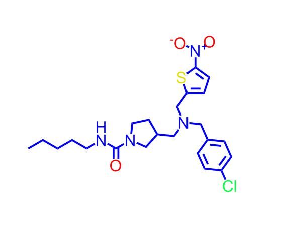 3-[[[(4-氯苯基)甲基][(5-硝基-2-噻吩基)甲基]氨基]甲基]-N-戊基-1-吡咯烷甲酰胺1379686-29-9