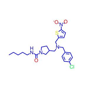 3-[[[(4-氯苯基)甲基][(5-硝基-2-噻吩基)甲基]氨基]甲基]-N-戊基-1-吡咯烷甲酰胺1379686-29-9