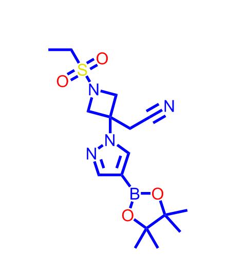 2-[1-(乙磺酰基)-3-[4-(4,4,5,5-四甲基-1,3,2-二氧硼杂环戊烷-2-基)-1H-吡唑-1-基]氮杂环丁烷-3-基]乙腈1919837-50-5