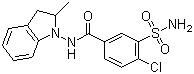 CAS 登录号：26807-65-8, 吲达帕胺, N-(2-甲基-2,3-二氢-1H-吲哚基)-3-氨磺酰基-4-氯-苯甲酰胺