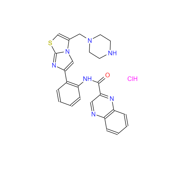 N-(2-(3-(哌嗪-1-基甲基)咪唑并[2,1-b]噻唑-6-基)苯基)喹喔啉-2-甲酰胺x盐酸盐