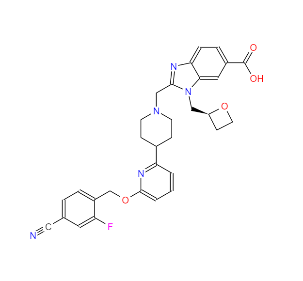 (S)-2-((4-(6-((4-cyano-2-fluorobenzyl)oxy)pyridin-2-yl)piperidin-1-yl)methyl)-1-(oxetan-2-ylmethyl)-1H-benzo[d]imidazole-6-carboxylic acid