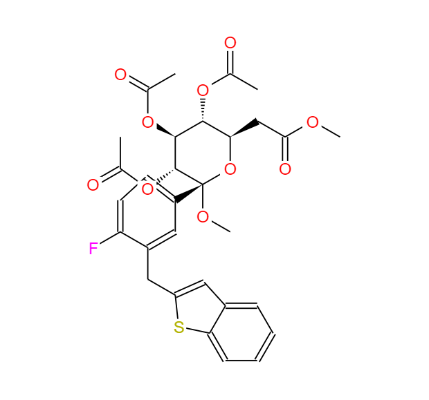 甲基 1-C-[3-(苯并[B]噻吩-2-基甲基)-4-氟苯基]-ALPHA-D-四乙酰基吡喃葡萄糖苷 1034305-27-5