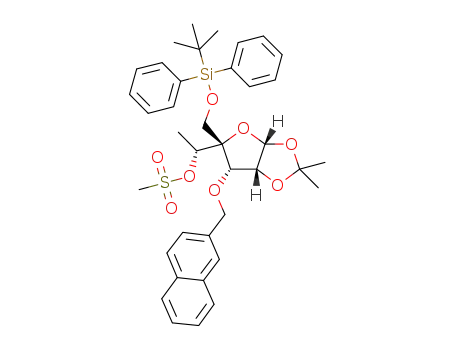 α-D-Gulofuranose, 6-deoxy-4-C-[[[(1,1-dimethylethyl)diphenylsilyl]oxy]methyl]-1,2-O-(1-methylethylidene)-3-O-(2-naphthalenylmethyl)-, 5-methanesulfonate