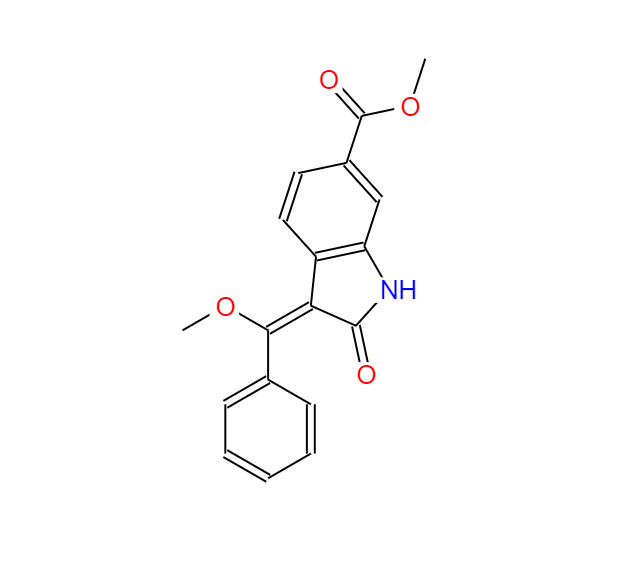 2,3-二氢-3-(甲氧基苯基亚甲基)-2-氧代-1H-吲哚-6-羧酸甲酯