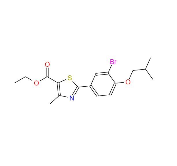 2-(3-溴-4-异丁氧基苯基)-4-甲基噻唑-5-甲酸乙酯 144060-96-8