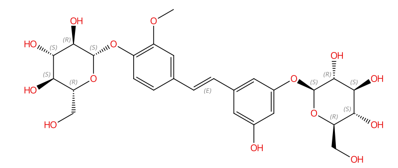 异丹叶大黄素-3,4'-二-O-β-D吡喃葡萄糖苷 ，193806-40-5，Isorhapotigenin-3,4′-di-O-β-D-glucoside;Gnetifolin K