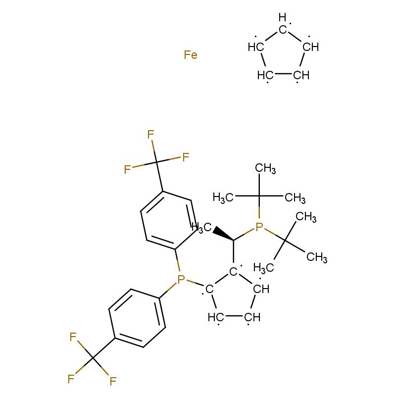 246231-79-8 -(-)-1-[(S)-2-二叔丁基磷)二茂铁]乙基二-(4-三氟甲基苯)磷 结构式图片